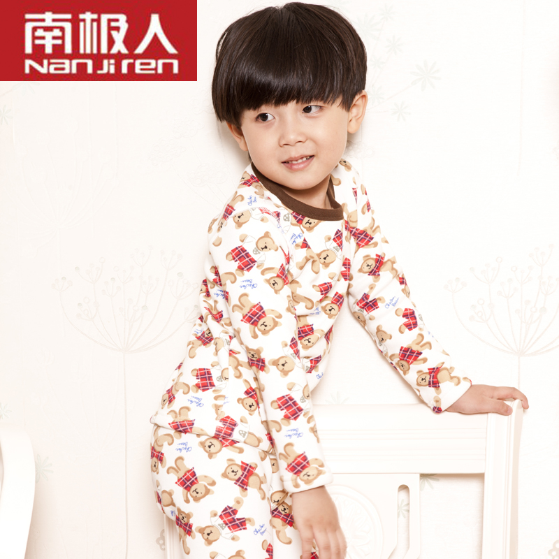 Child thermal underwear set plus velvet thickening male child female child baby infant underwear set