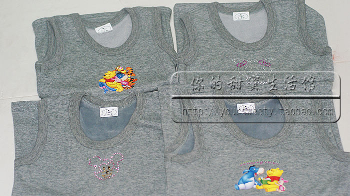 Child thermal vest male child female child 100% cotton thermal underwear plus velvet vest