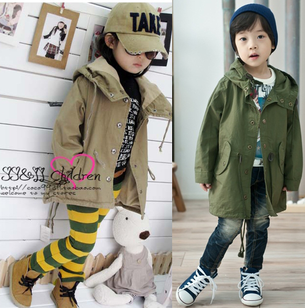 Child thin cotton trench spring and autumn overcoat
