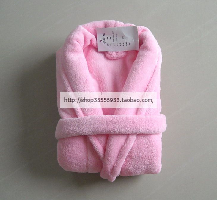 Child ultra soft coral fleece bathrobe robe sleepwear lounge light pink