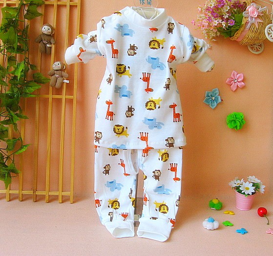 Child underwear set 0-1 year old 2 male spring and autumn 100% cotton underwear twinset spring and autumn open-crotch set