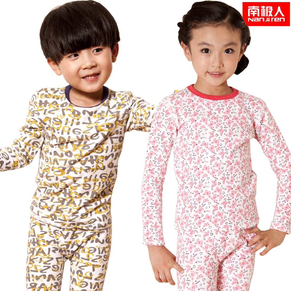 Child underwear set 100% cotton baby underwear long johns male child girls clothing