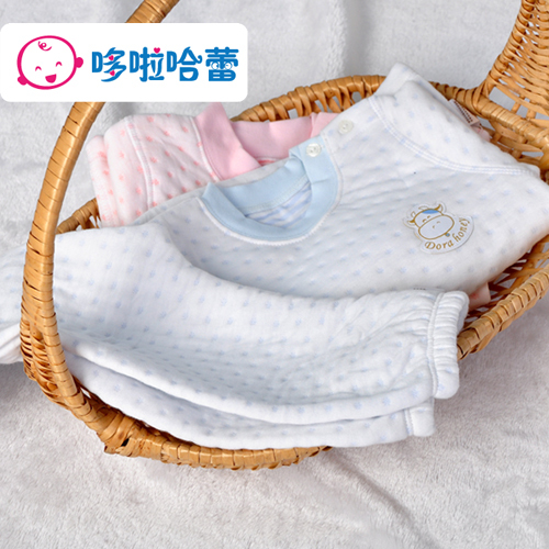Child underwear set 100% cotton thermal thickening male child female child baby underwear baby long-sleeve sleepwear 100% cotton