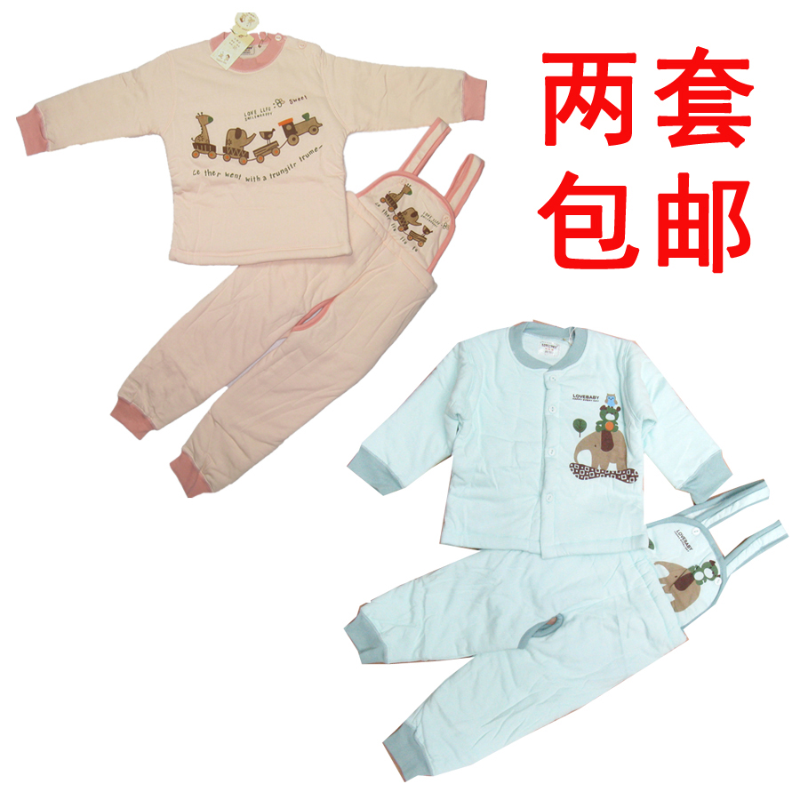 Child underwear set male female child antarctic cotton thermal clothing baby 100% cotton suspenders baby 100% cotton thermal