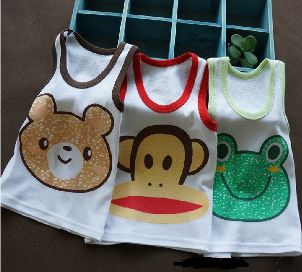 Child vest male child baby pure cotton vest girls clothing summer spaghetti strap vest lion rabbit Free shipping 5pcs/lot