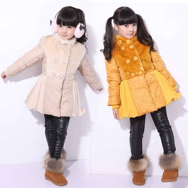 Child wadded jacket thermal long design cotton-padded jacket children's clothing female child winter 2012