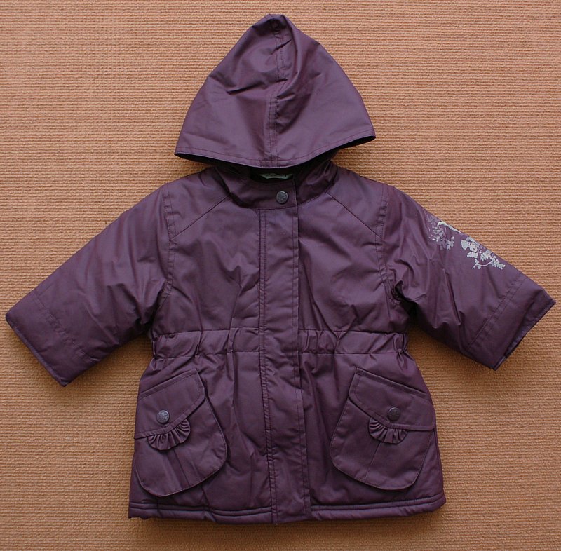 Child wadded jacket windproof rainproof kiabi baby purple wadded jacket outerwear