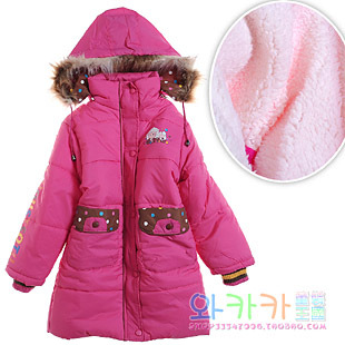 Child winter cotton-padded jacket trench children's clothing female child thickening plus velvet wadded jacket long design