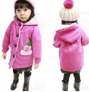 Child winter medium-long cotton-padded jacket female child double layer plus velvet thickening wadded jacket children's clothing