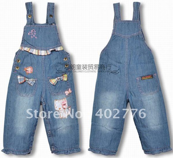 Children cartoon bowknot suspender trousers - Baby lacework girl trousers 3G0458A