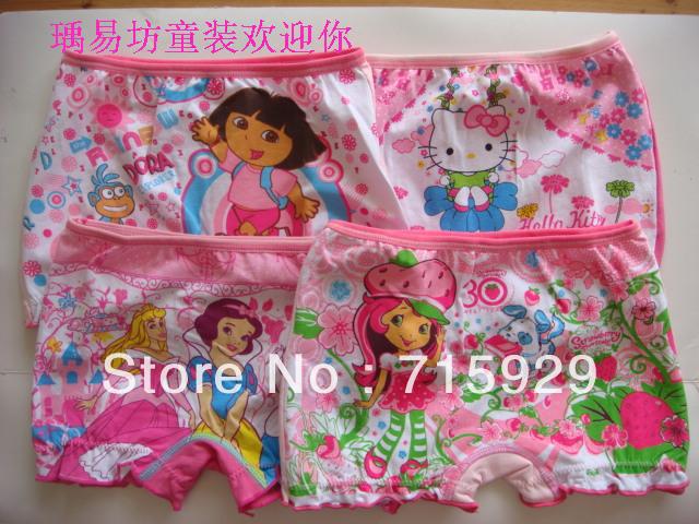 Children Cartoon Panties Strawberry Dora Kitty Cat Girl Mickey Princess Boxer Underwears S M L XL 4 Sizes 10 More Design Styles