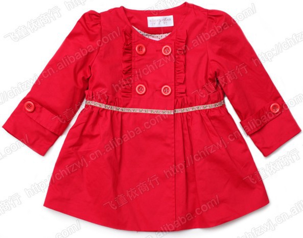 Children Clothing Detonation money Girl's red dust coat 3 color into CC027