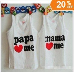 children Clothing ! i love papa mama Children Clothing ,40pcs/lot print kids ,tank tops for summer,100% cotton ,5size