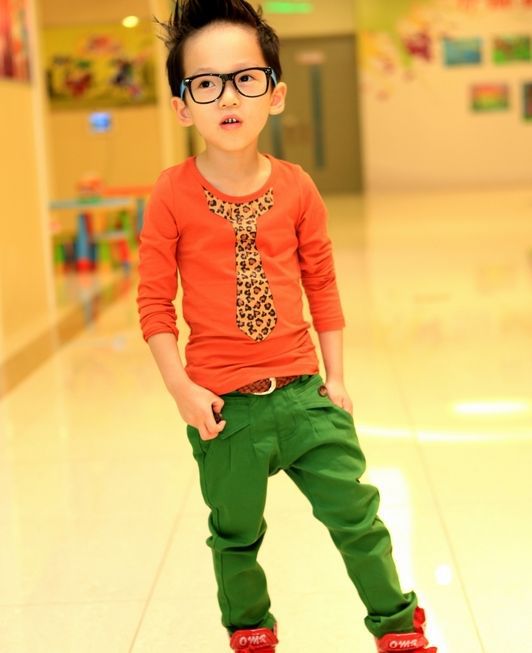 Children clothing shirt in the spring of the printed tie long sleeve wholesale free shipping