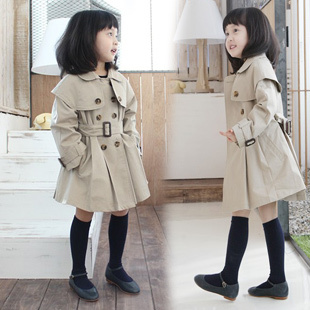Children Coat fashion elegant princess trench cloak outerwear double breasted+free shipping
