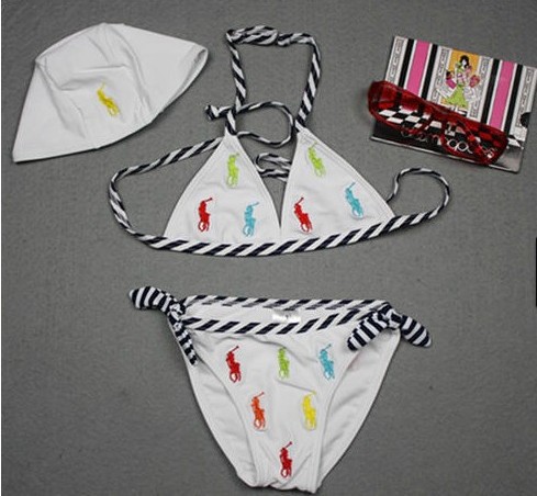 Children girl's polo bikini swimwear+cap 3 pc set swimming suit 3-7T free shipping