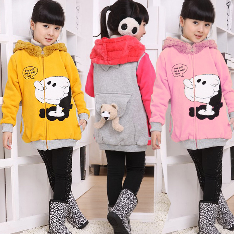 Children girls clothing baby autumn and winter new arrival plus velvet thickening child reversible outerwear zf10171
