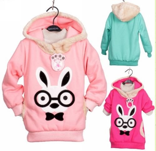 children girls fleece warm hoody coats jacketswith hat kids outwear outfit autumn free shipping 3pcs/lot discount wjf