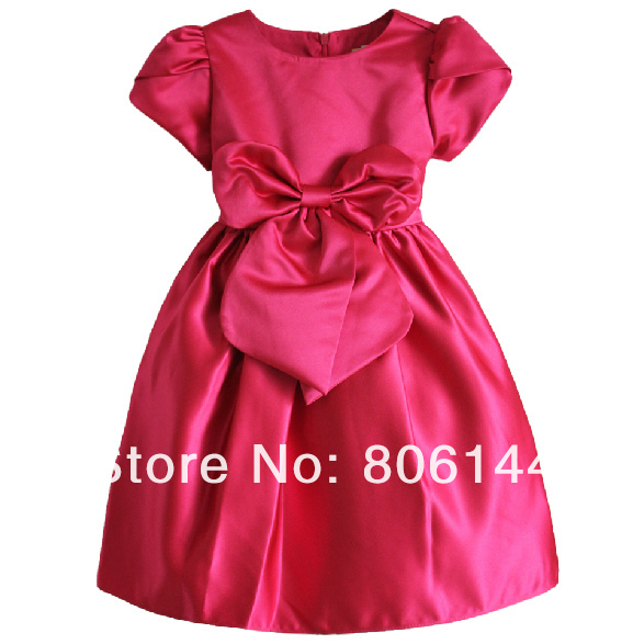 Children High Quality Festival Red Short Sleeve&Bowknot Flower Girl Formal Dress Party/Pageant/Costume Princess Dress SHF323