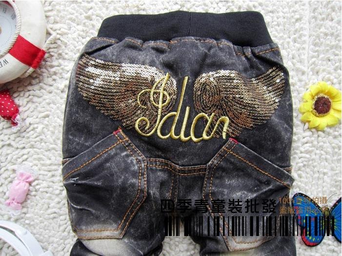 children kids Angel wings JEANS pants trousers 4-8years High Quality Wholesale Free shipping