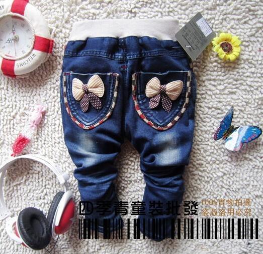 children kids Bowtie JEANS pants trousers 2-6years High Quality Cute Wholesale Free shipping 090601