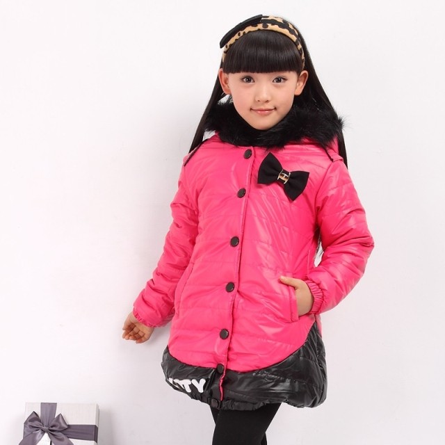 Children outerwear taffeta PU juxtaposition Women trench outerwear child wadded jacket cotton-padded jacket