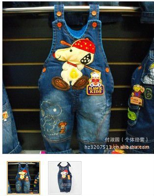 Children overalls fit 0-3 girls boys cotton cartoon  jeans 6 pieces/lot 3 size  free shipping
