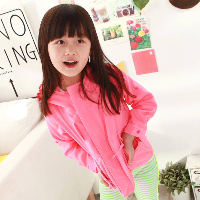 Children pink dandelion child children's female child clothing 2013 spring new arrival casual hooded outerwear