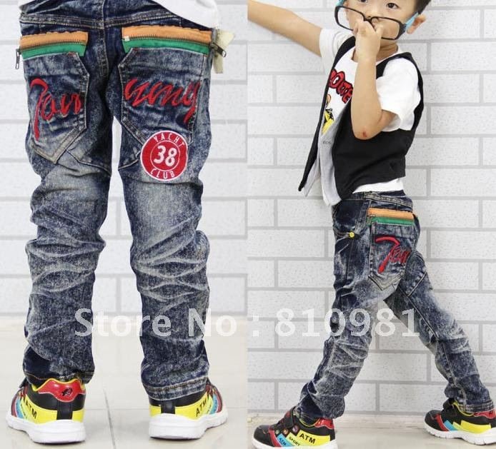 Children's blue jeans, aged 4-12 years in boys' trousers
