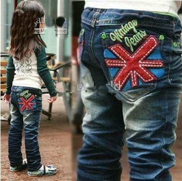 Children's casual jeans,girl's embroidered Jeans/leggings unisex trousers,casual denim pants
