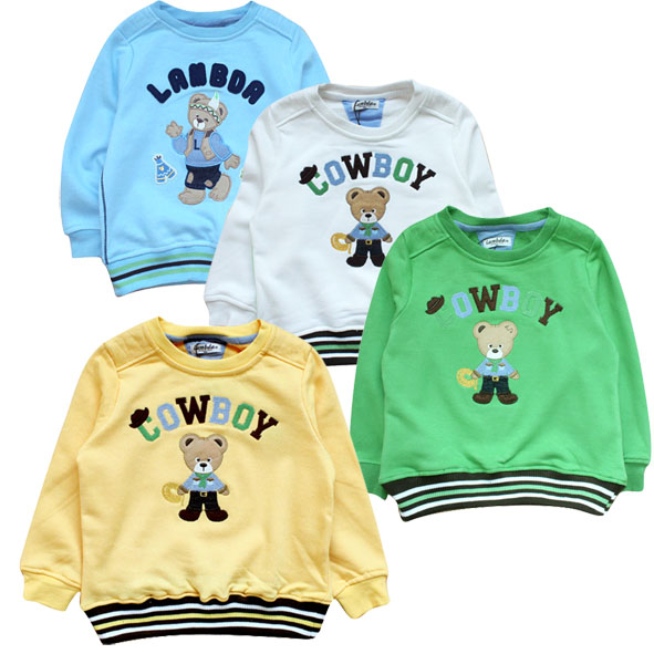 Children's clothing 13 spring cartoon applique male female child 100% cotton sweatshirt baby top outerwear free shipping