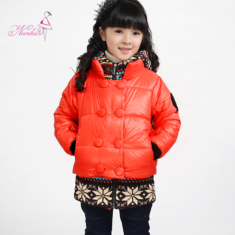 Children's clothing 2012 autumn and winter female big boy wadded jacket outerwear faux two piece thickening female child trench