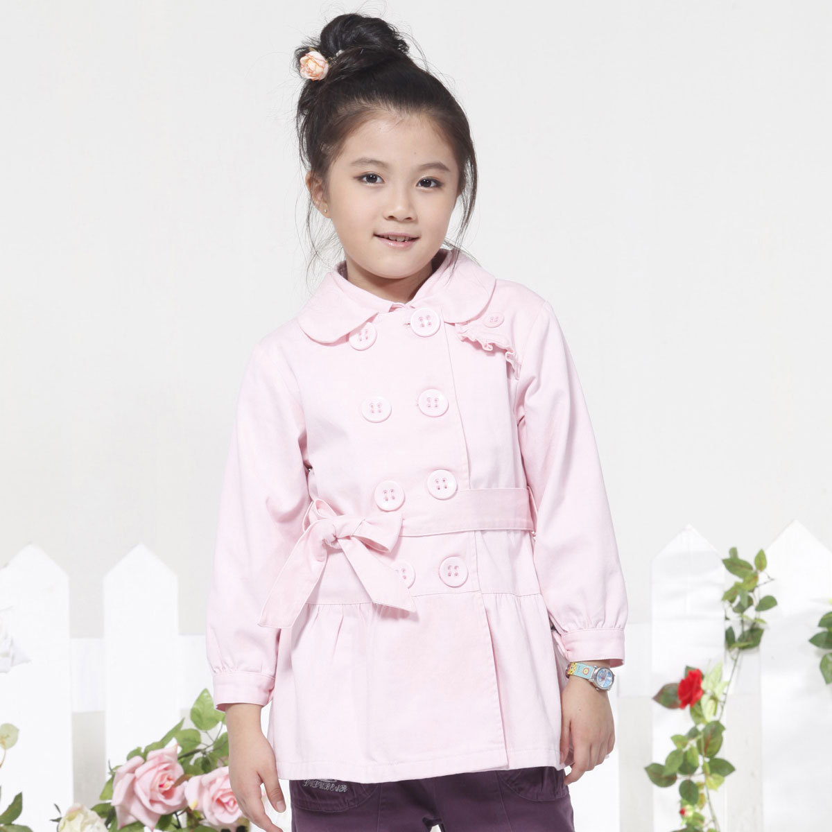 Children's clothing 2012 autumn and winter large female child lengthen trench outerwear j93006 free shipping