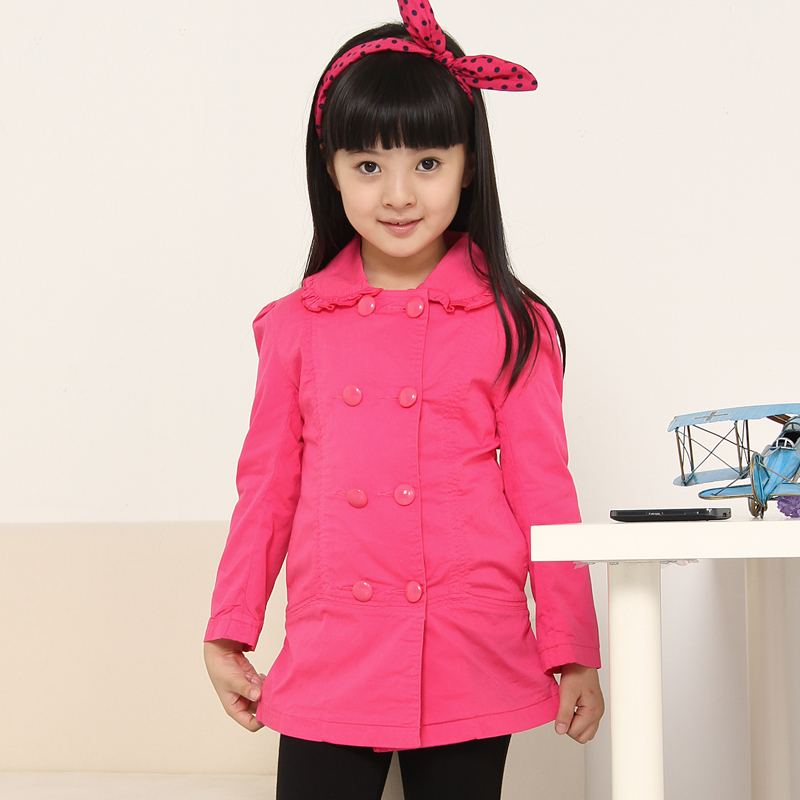 Children's clothing 2012 autumn thin cotton 100% all-match high quality child double breasted trench outerwear female child