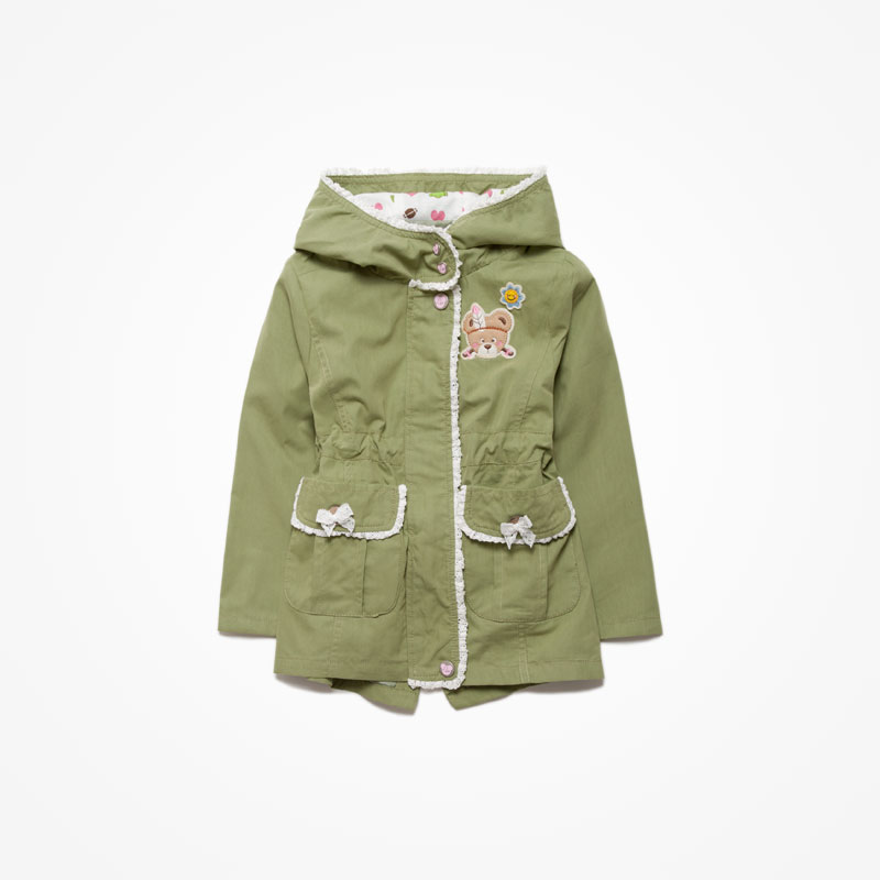 Children's clothing 2012 child baby female child spring outerwear 100% cotton long design with a hood trench princess