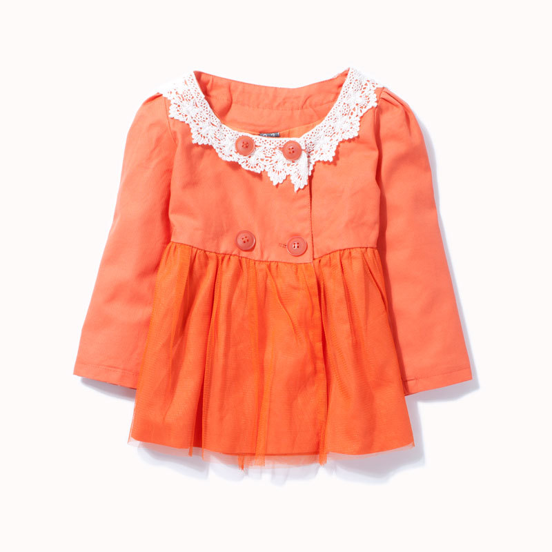 Children's clothing 2012 child baby female child trench princess outerwear spring and autumn lace tulle dress