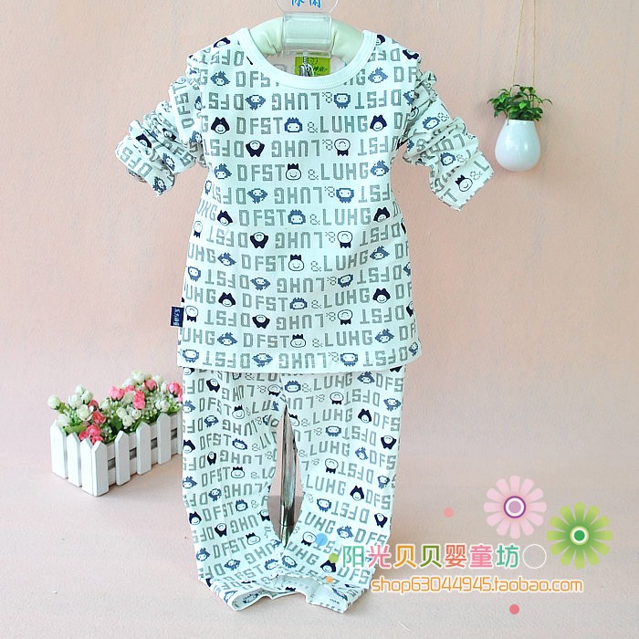 Children's clothing 2012 child underwear set 100% cotton male child female child baby autumn long johns sleepwear twinset