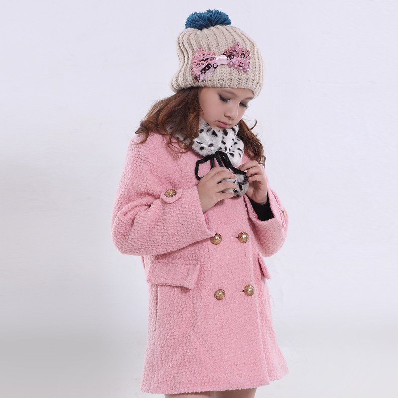 Children's clothing 2012 double breasted female child wool coat trench outerwear 11175