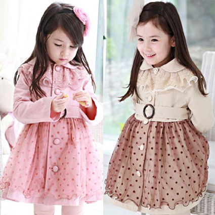 Children's clothing 2012 female child autumn and winter lace decoration gentlewomen medium-long cotton-padded trench child