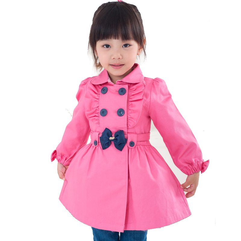 Children's clothing 2012 female child autumn double breasted trench child outerwear medium-long princess top