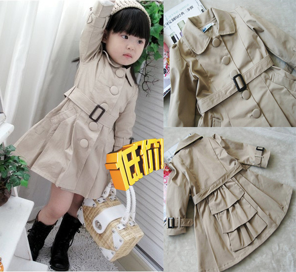 Children's clothing 2012 female child autumn outerwear baby trench overcoat top autumn one-piece dress