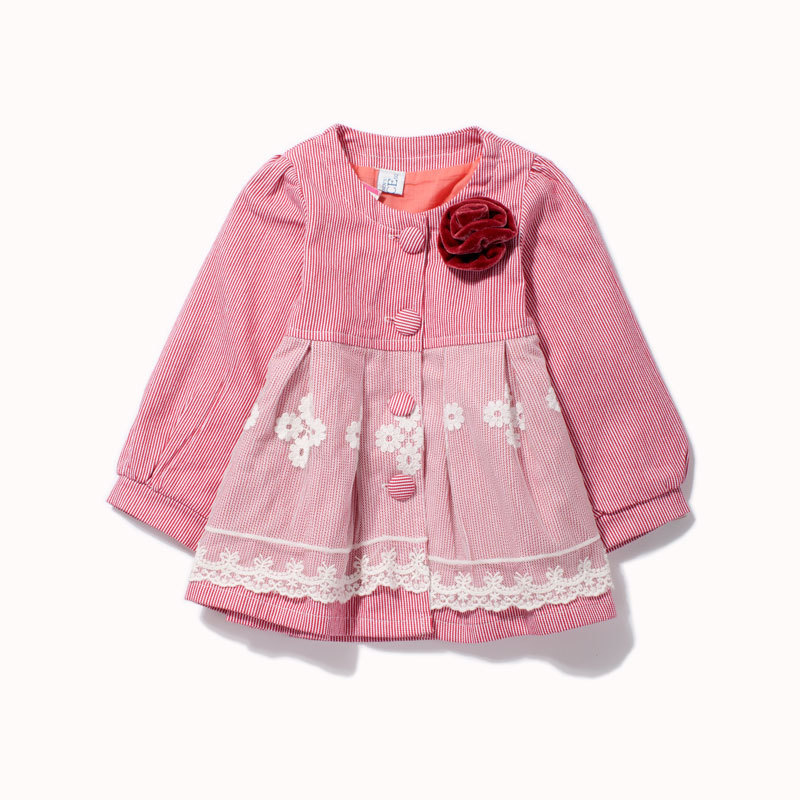 Children's clothing 2012 female child baby boys 100% cotton red trench princess spring and autumn lace outerwear