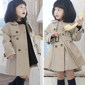 Children's clothing 2012 female child double breasted fashion trench child long design all-match outerwear clothes