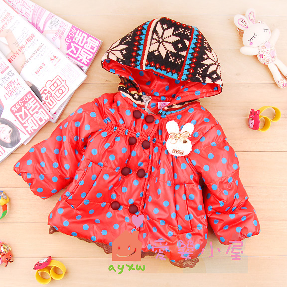 Children's clothing 2012 female child thickening wadded jacket outerwear child baby thermal cotton-padded jacket cotton-padded