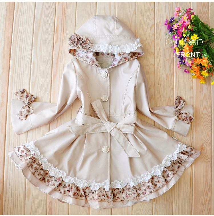 Children's clothing 2012 female child trench outerwear spring and autumn clothing