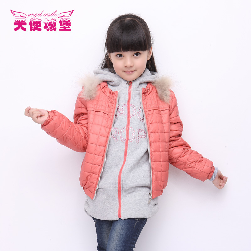 Children's clothing 2012 female child winter outerwear female child wadded jacket sweatshirt 2 piece set