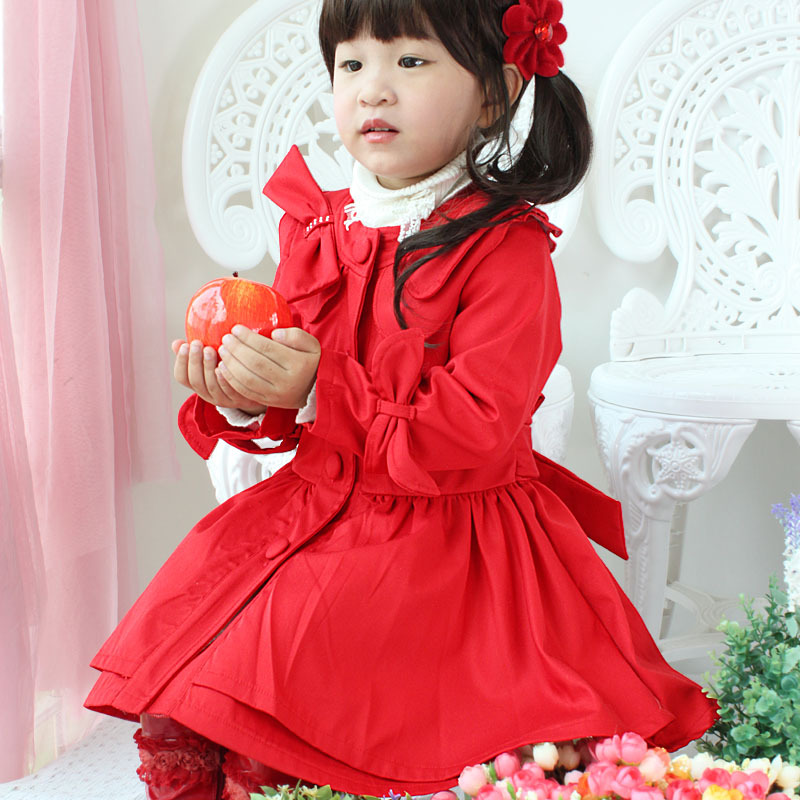 Children's clothing 2012 spring and autumn child trench female child overcoat slim medium-long outerwear 0950