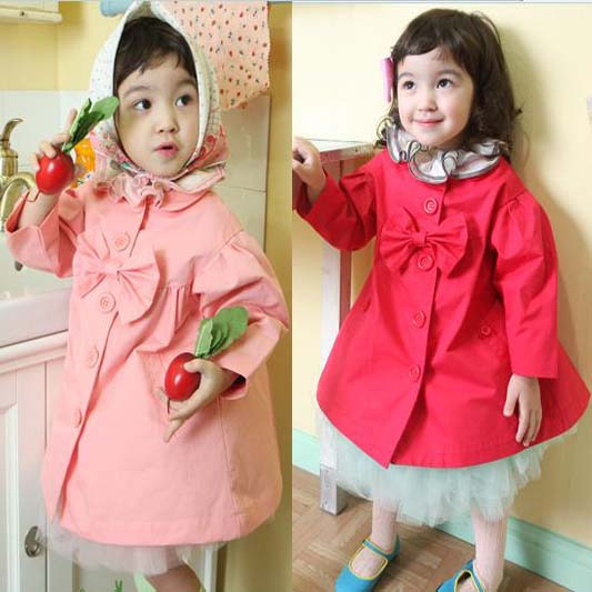 Children's clothing 2012 spring female child little princess bow trench outerwear trench dress overcoat