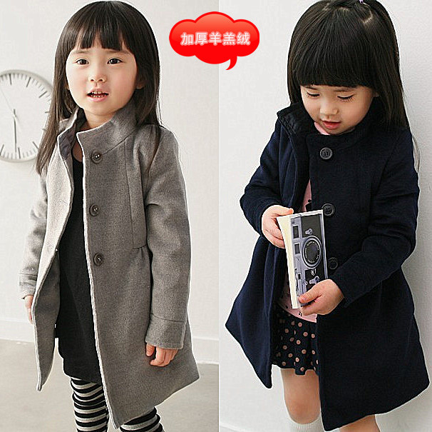 Children's clothing 2012 winter female child stand collar intellectuality thickening berber fleece woolen overcoat cotton-padded