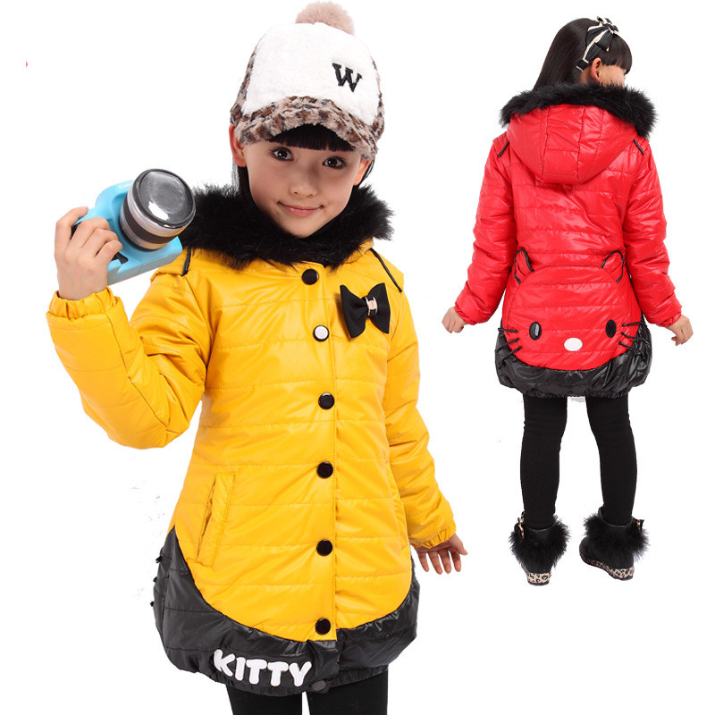 Children's clothing 2012 winter female child wadded jacket outerwear medium-long cotton-padded jacket female child PU wadded